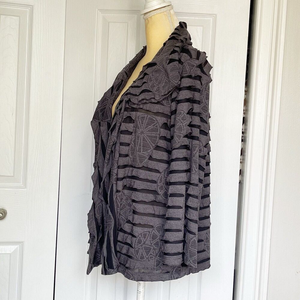 Women’s Sweater Draped Cardigan Size Large Gray Long Sleeve - Picture 4 of 16